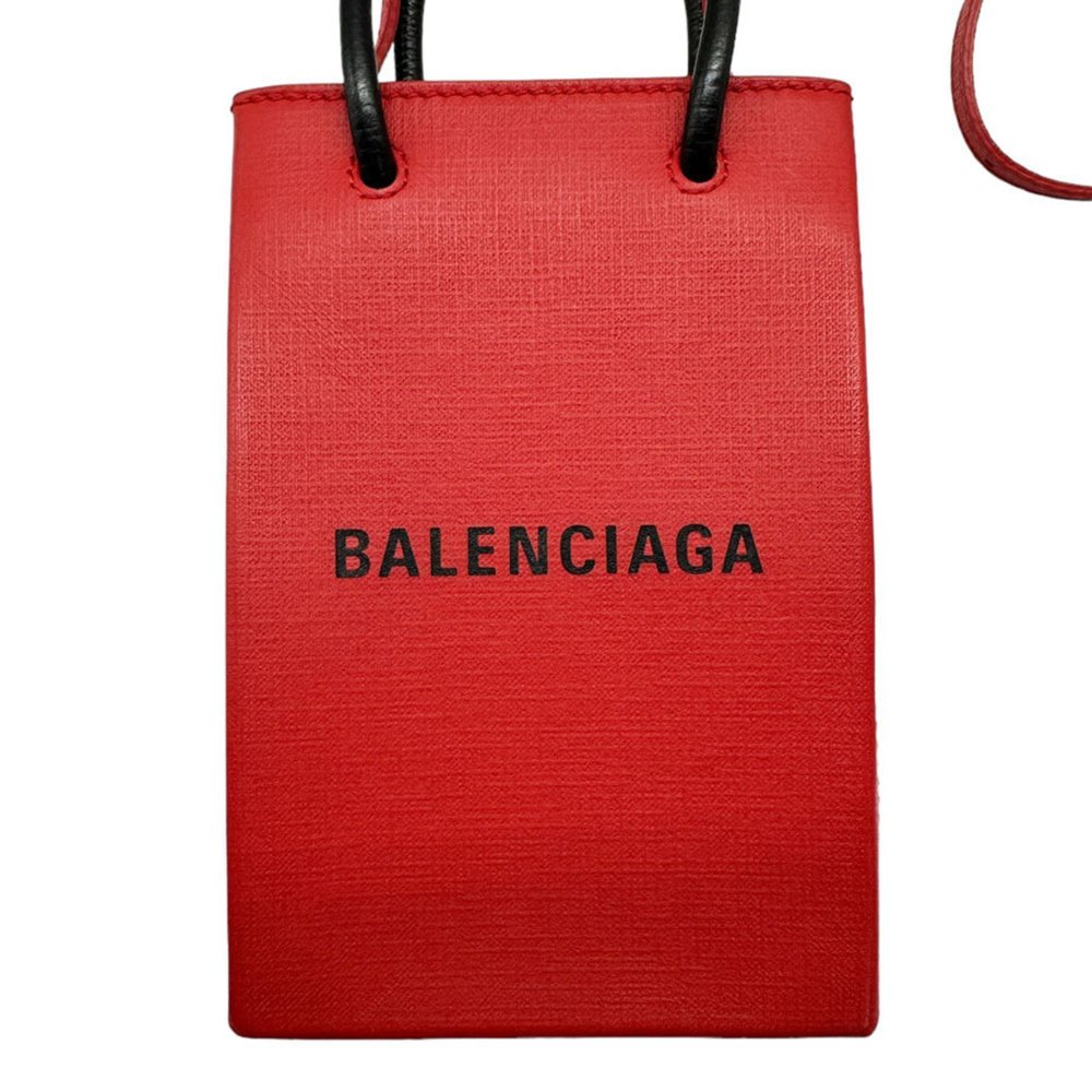 BALENCIAGA Handbag Shoulder Bag Leather Red/Black Women's z0358 - Picture 2 of 5